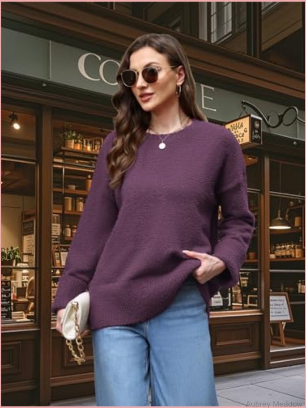 Cozy Fuzzy Knit Crewneck Pullover Sweater Loose Chunky Top - Picture 3 of 6
